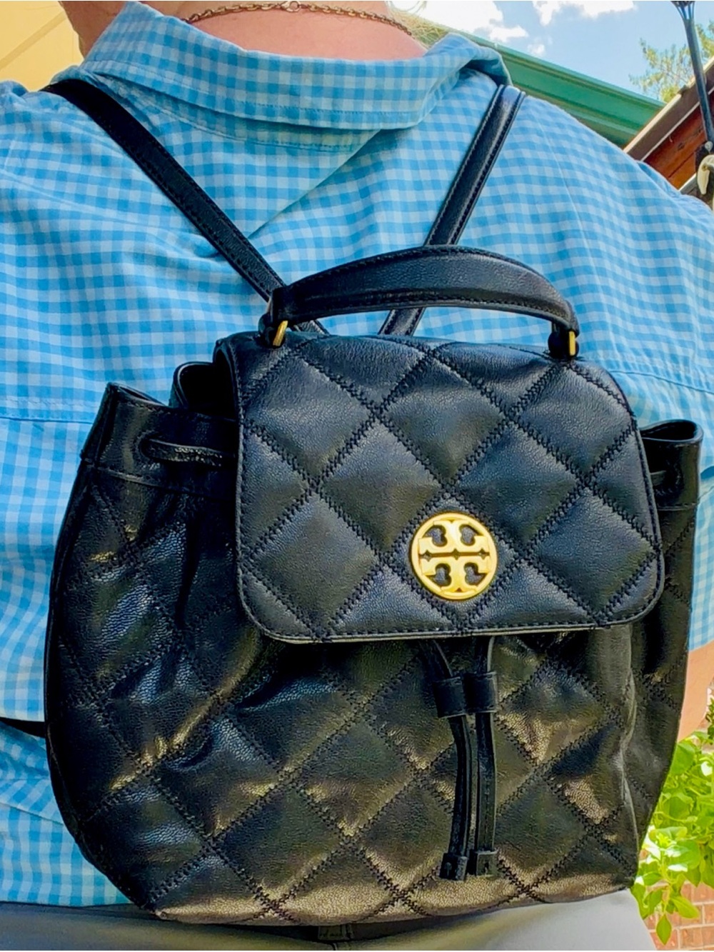 Tory Burch Willa Black Leather Backpack